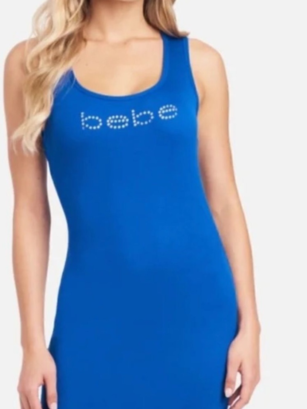 NWT Bebe Royal Blue Ribbed Bodycon Stretch Mini Dress, Size Small